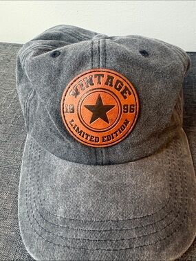 Vintage Limited Edition Gray Baseball Cap with Orange Patch